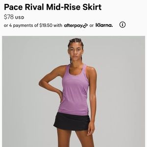 Lululemon pace rival mid rise skort